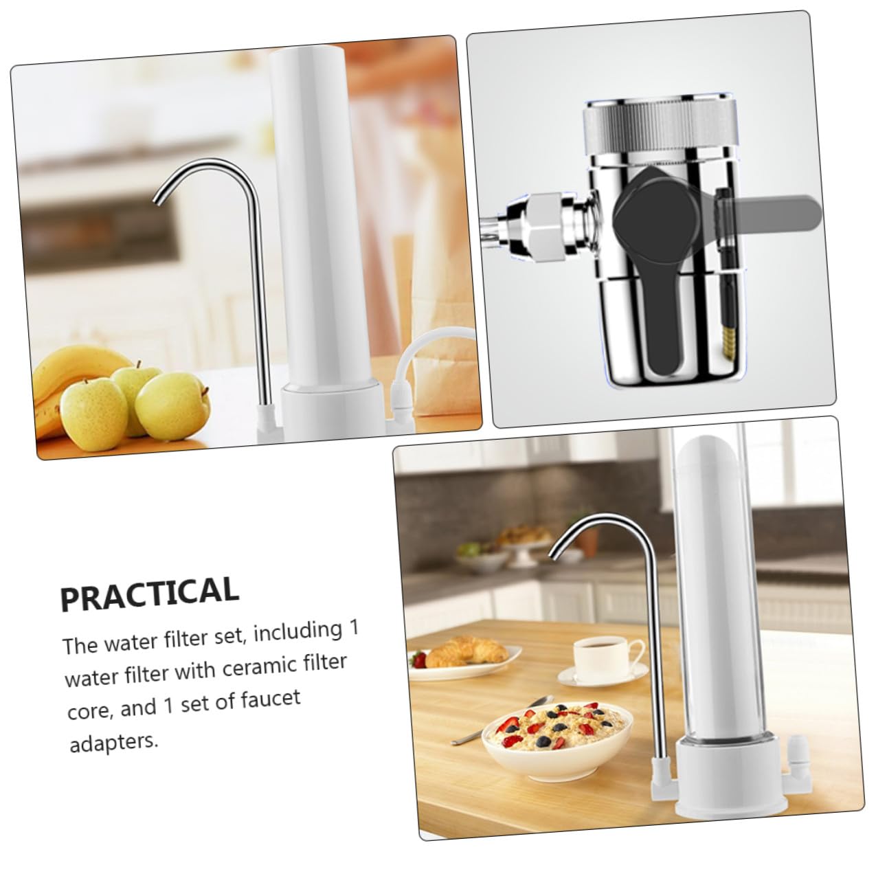 HOMSFOU Purificateur Eau Robinet de Cuisine avec Filtre Céramique Système de Filtration sur Plan Distributeur Eau Purifiée pour Usage Domestique et Facile à Installer
