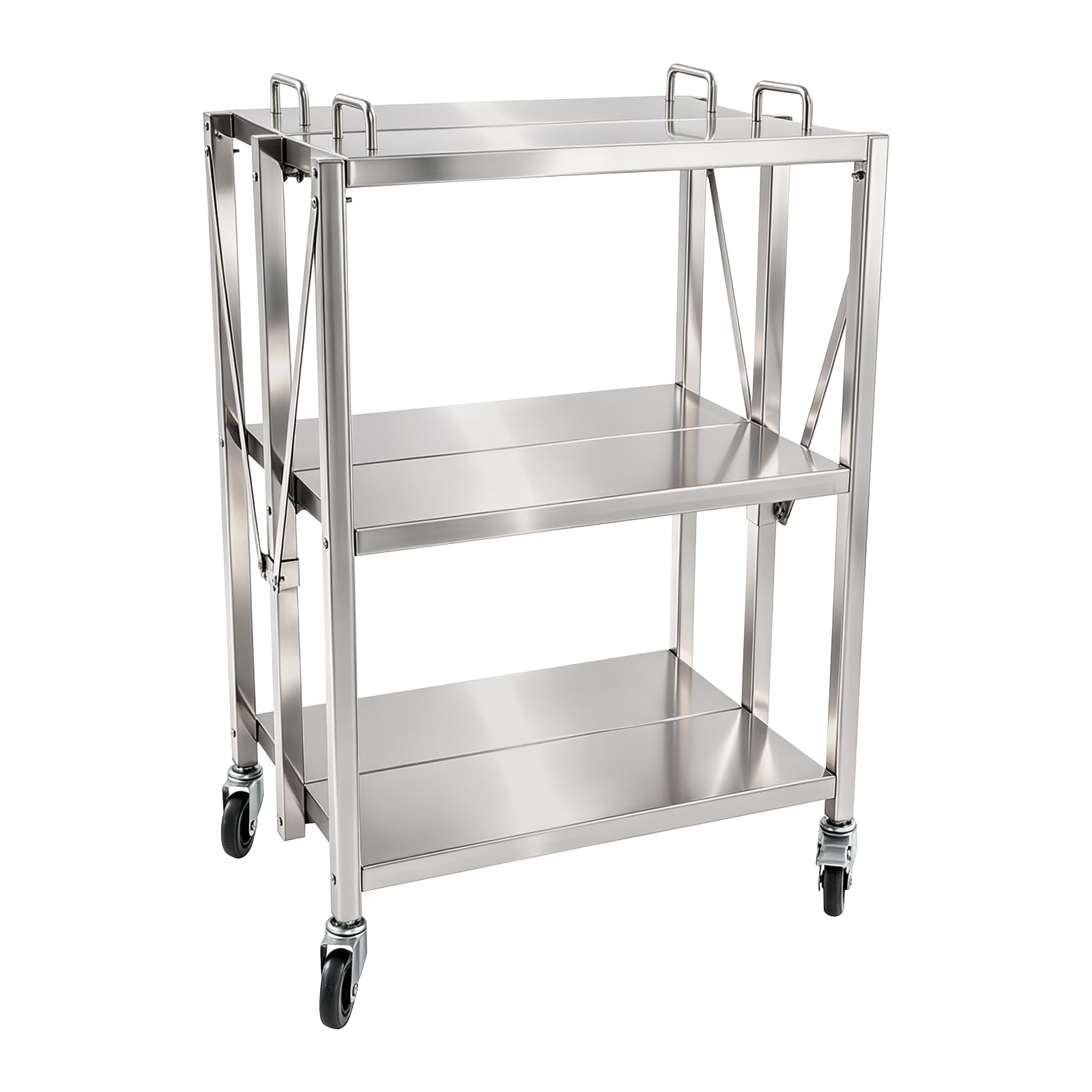 Carrello pieghevole in acciaio inox, tavolo da lavoro per cucine, hotel e