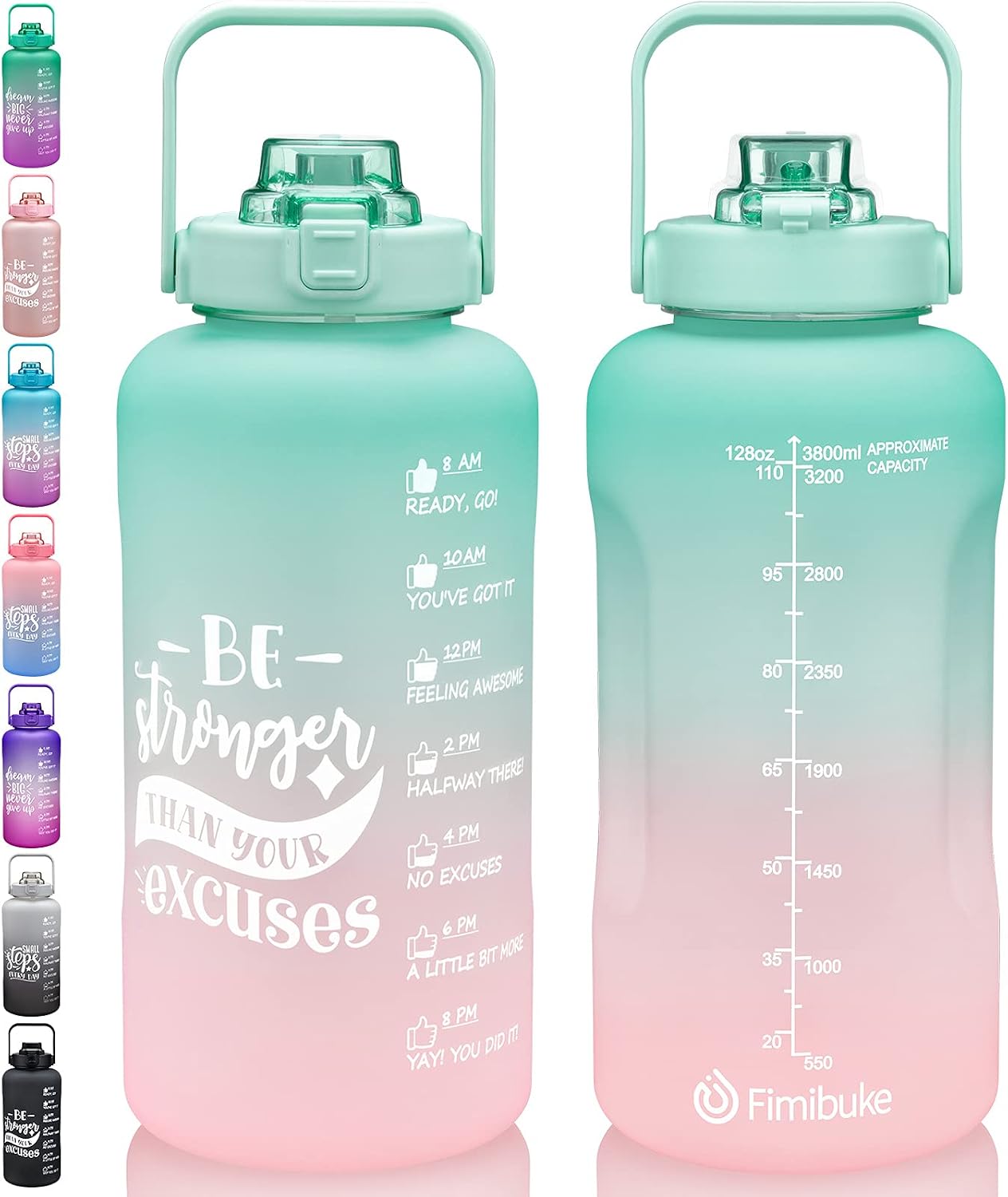 1 Gallon Water Bottle with Time Marker & Straw - BPA Free Large 128 oz Motivational Water Tracker Bottle Leakproof Frosted Tritan Big Gym Sport Water Jug to Keep Women Men Drink Enough Water Daily