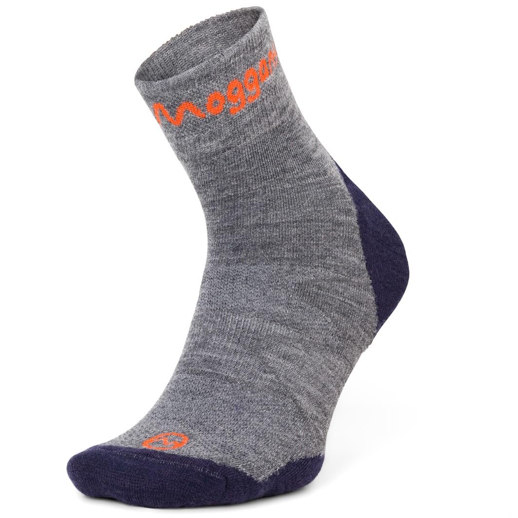 Moggans Lightweight Mulesing-Free Merino Wool Ankle Socks (UK, Alpha, L, Regular, Regular, Grey)