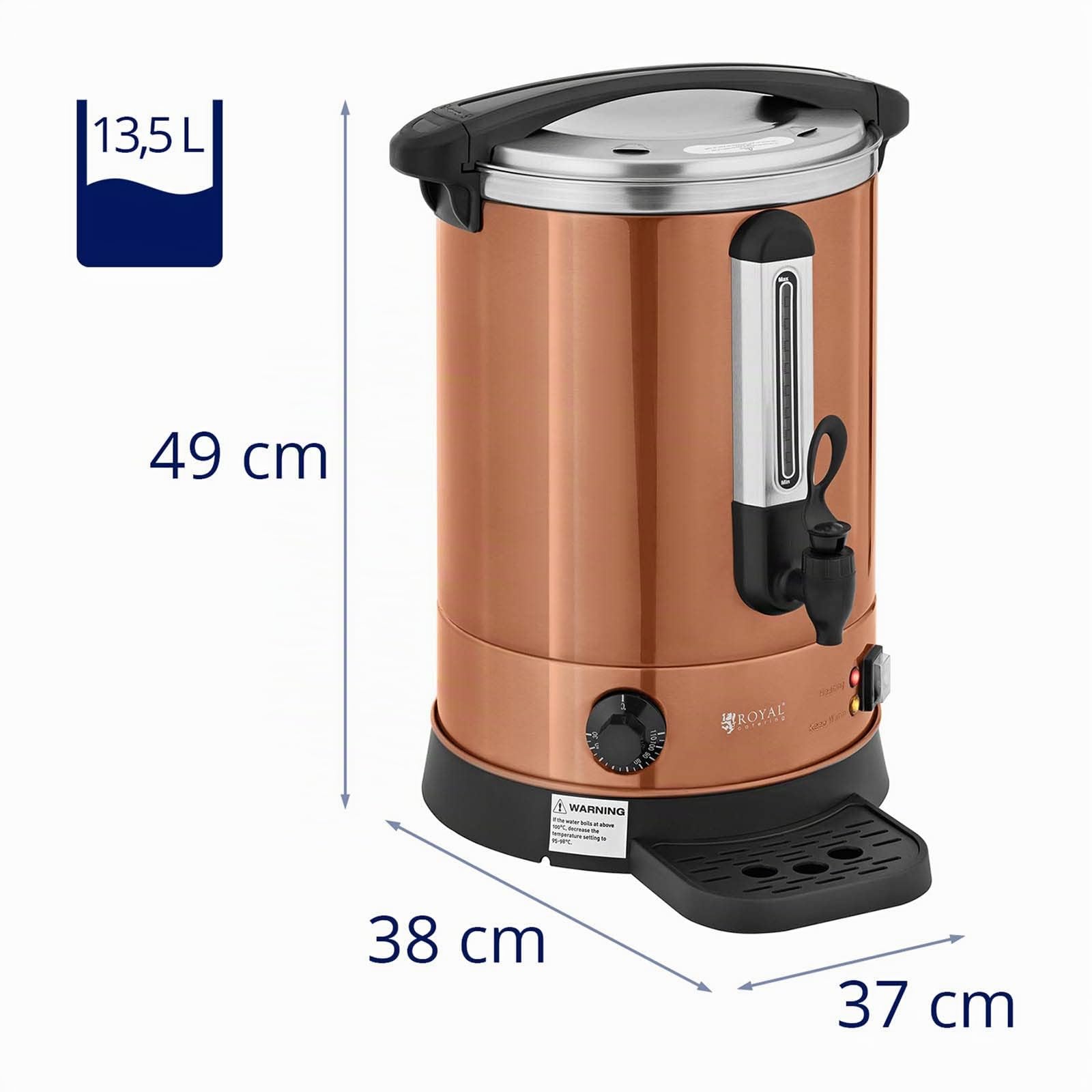 Royal Catering RC-WBDW14CO Distributeur d'eau chaude Distributeur d'eau chaude en inox Machine à vin chaud Distributeur d'eau chaude professionnel Distributeur d'eau chaude instantanée 6,1 L 1 500 W