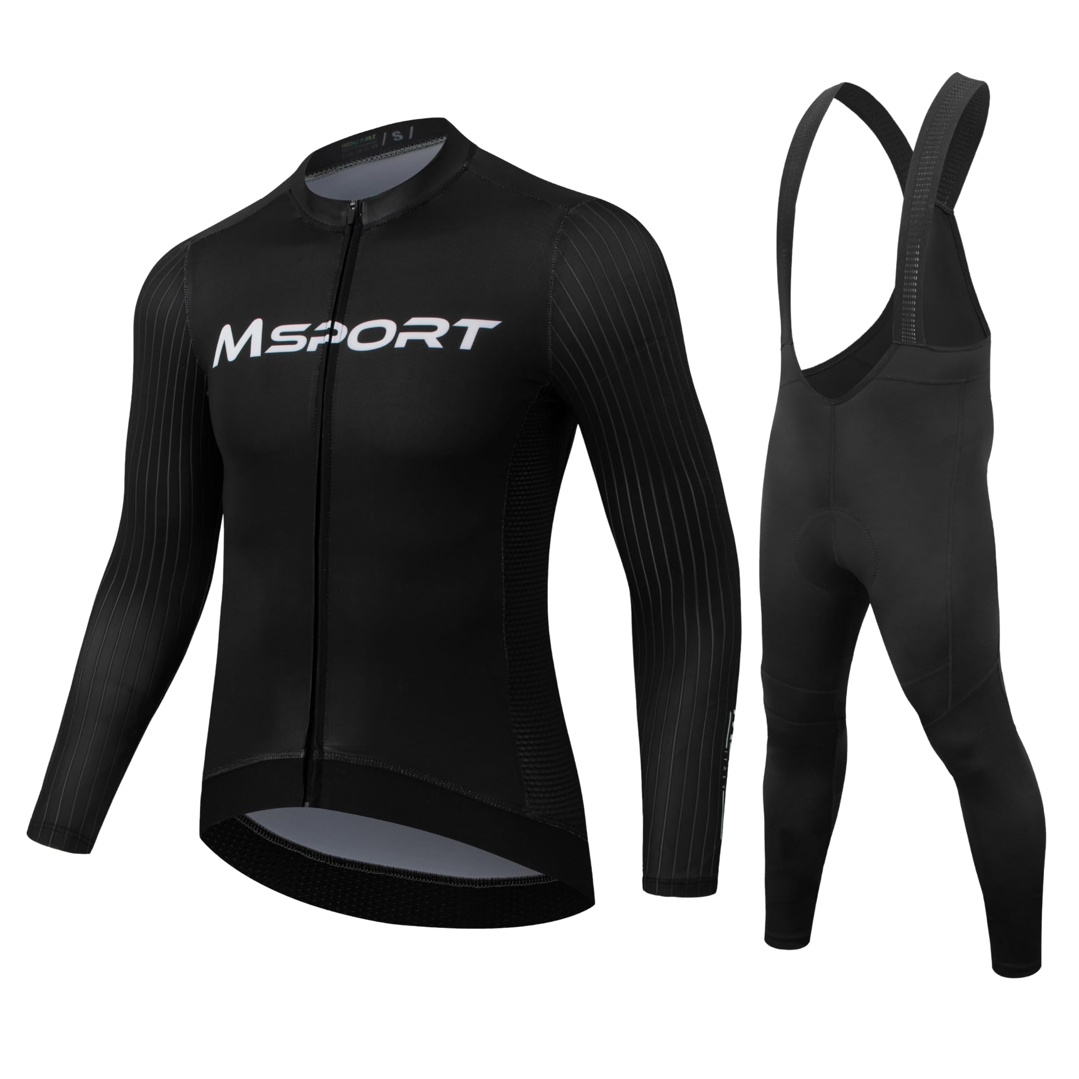 Conjunto de Ciclismo de Invierno – Maillot Térmico de Manga Larga + Culotte con Badana Acolchada de Gel Antishock