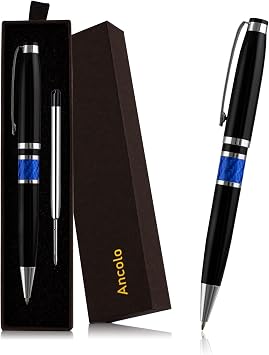 Ancolo Luxury Executive Pen Set for Smooth Writing - Elegant Gift for Men or Women Ballpoint, Black Ink Refills & Fancy Box - Nice Business Present