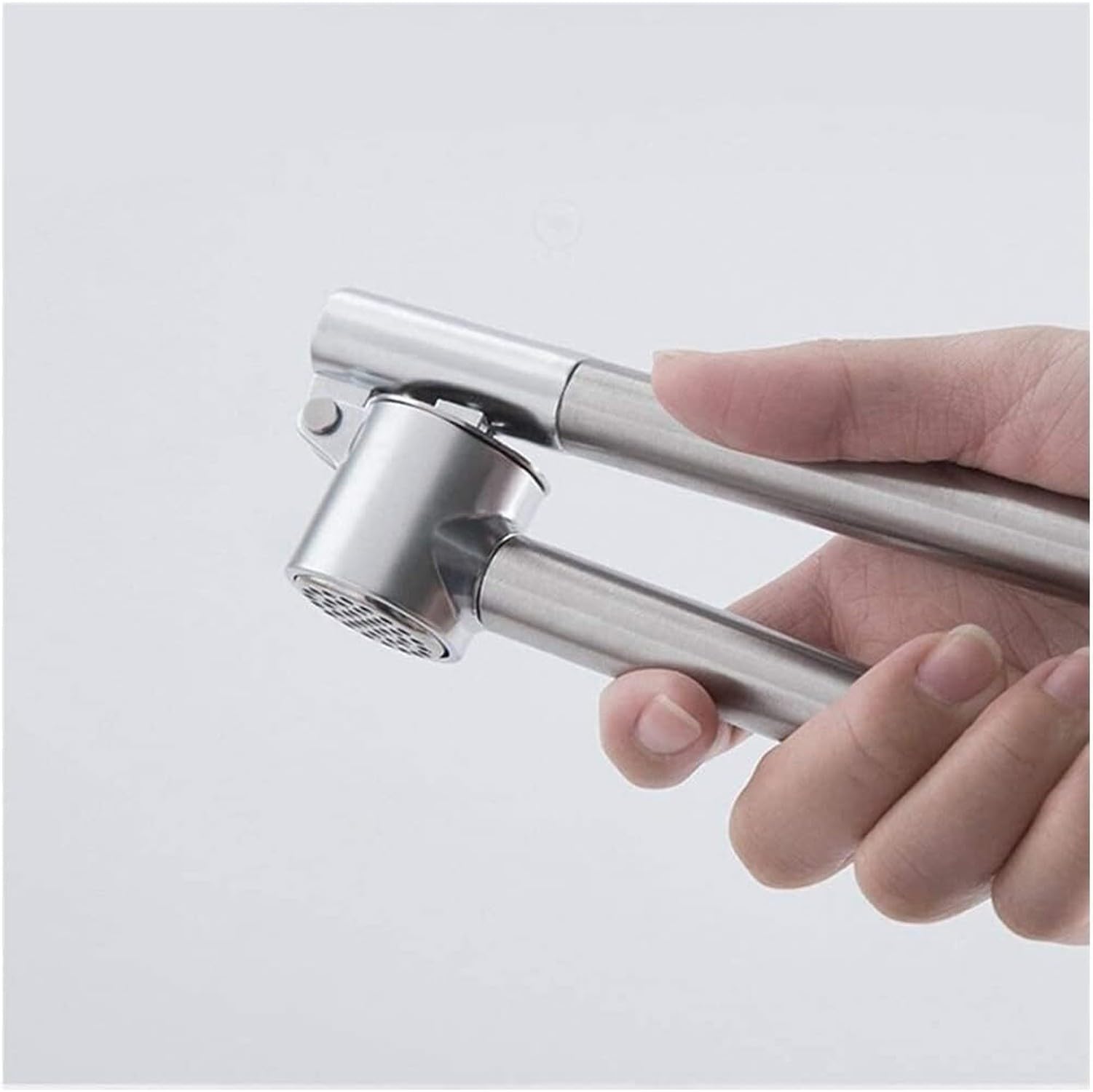 Prensa de ajos de Acero Inoxidable, triturador Manual de gengibre, machacador Antideslizante sin Salpicaduras, sin Volar Clavos, Plata, 18,6 * 3cm