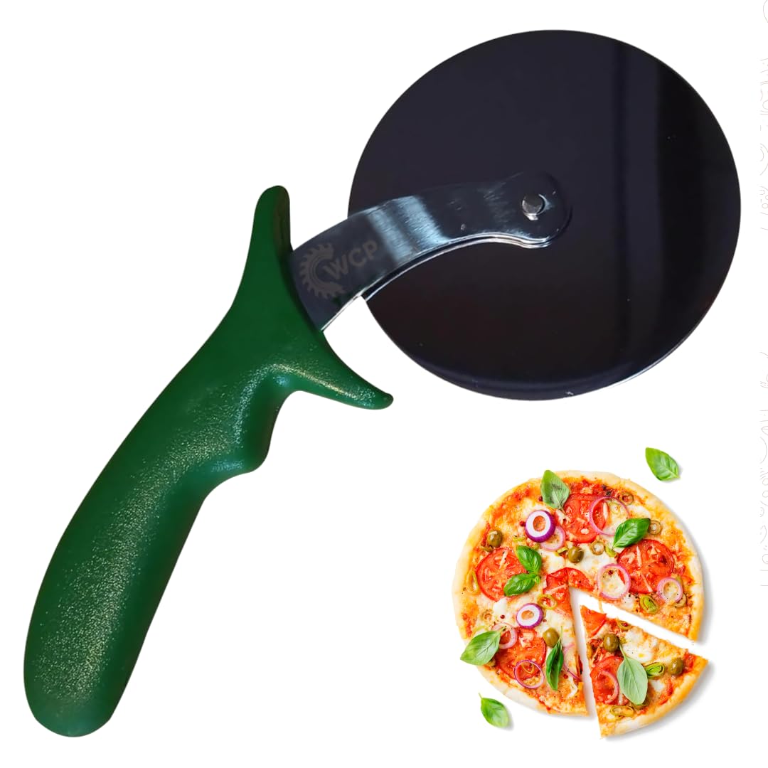 WFL Pizza Cutter, Professional Pizza Slicer, Easy to Cut and Clean, Dishwasher Safe, Super Sharp Pizza Slicer Stainless Steel Blade and Plastic Handle Anti-Slip with Ergonomic Design (Green)