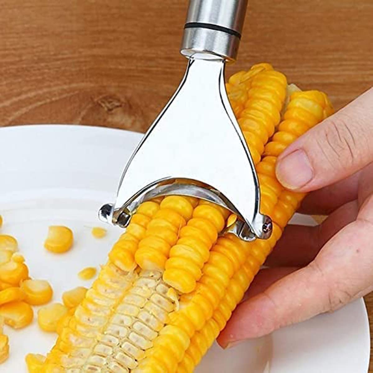 Magic corn peeler, stainless steel corn cob peeler, simple corn peeler for corn cobs, convenient thresher corn cutter, small kitchen tools (1pcs)
