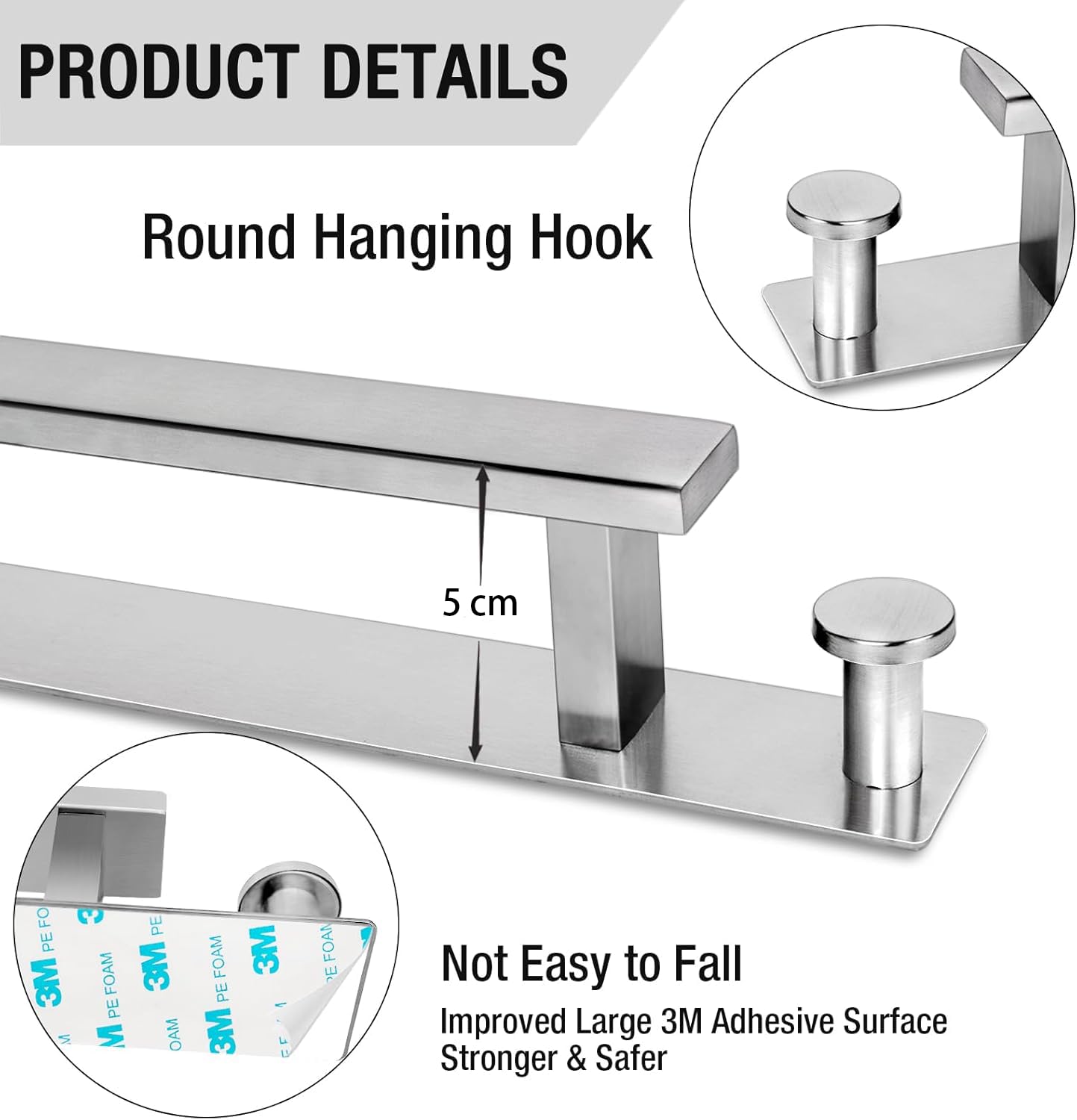 SUKIYPO Set Porta Asciugamani Da Bagno Senza Forare - 4 Pezzi Con Porta Carta E Ganci Adesivi In Acciaio Inox 304, Argento