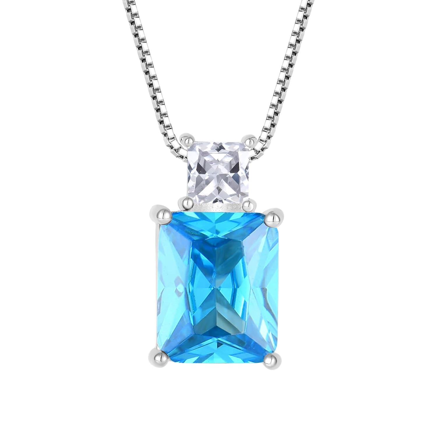 STARCHENIE Princess/Emerald Cut Birthstone Pendant Necklace for Women 925 Sterling Silver Birthday Anniversary Jewelry Gifts - Image 5