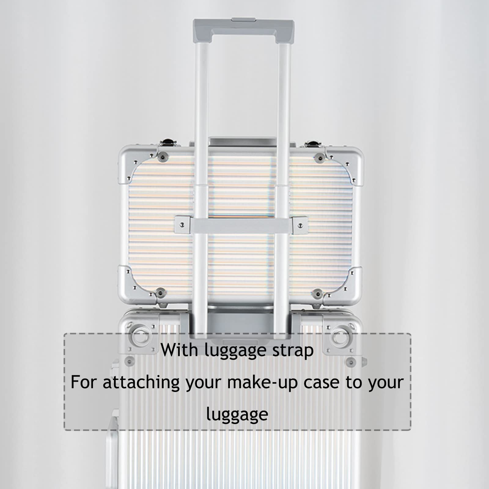 HJXGQJM Malette Maquillage avec Miroir Mallette De Maquillage Professionnel, Beauty Case De Voyage Vanity Maquillage Boite, Mallette Cosmétique avec Lumière LED(40x26x16cm)