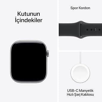 Apple Watch Series 11 GPS 46 mm Uzay Grisi Alüminyum Kasa Akıllı Saat ve Siyah Spor Kordon - S/M. Uyku Skoru, Fitness Takibi, Sağlık İzleme, Hep Açık Ekran, Suya Dayanıklı Tasarım