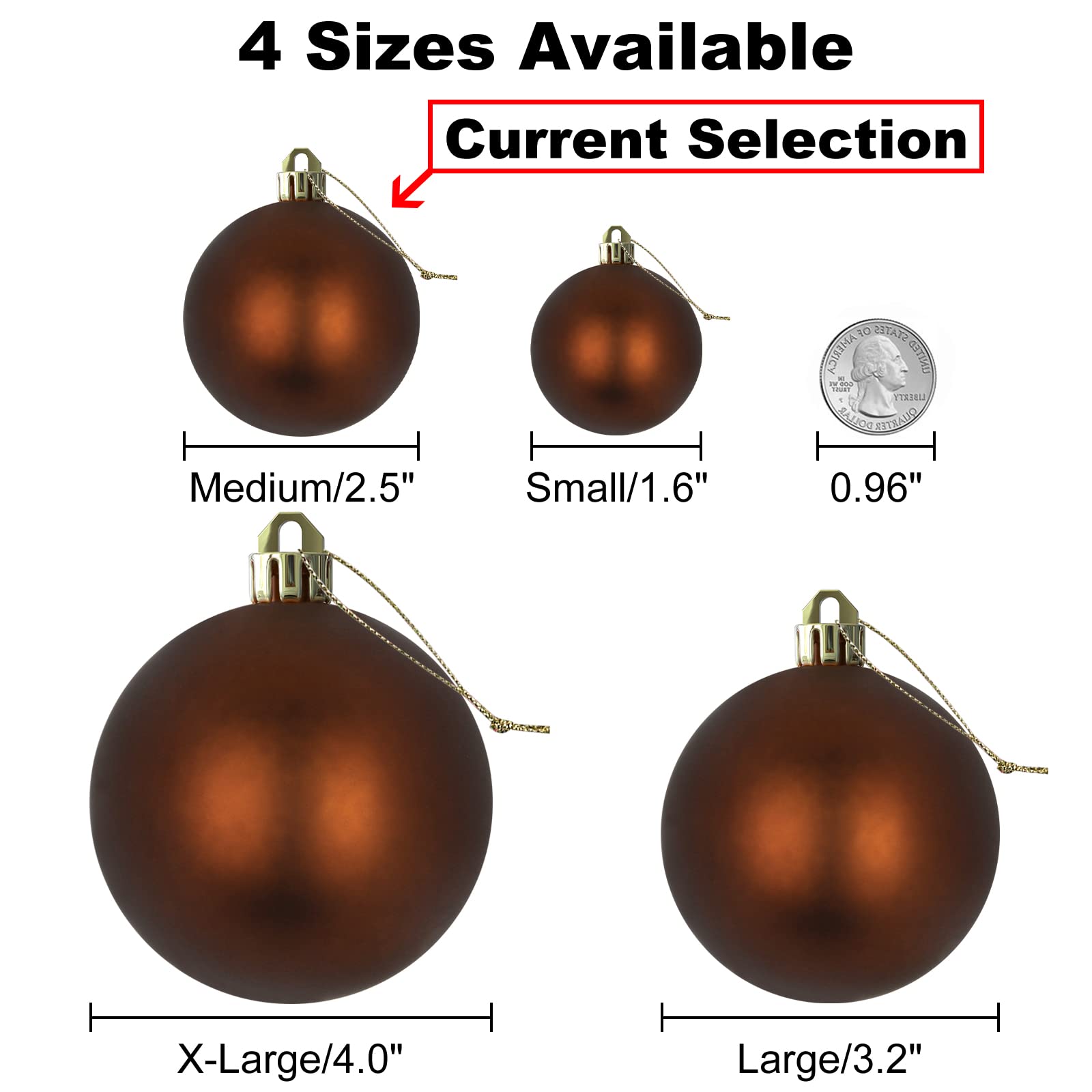 Lot de 36 Boules de Noël incassables à Suspendre pour Anniversaire, Saint-Valentin, Pâques, Mariage (Bronze et doré) - 6,3 cm