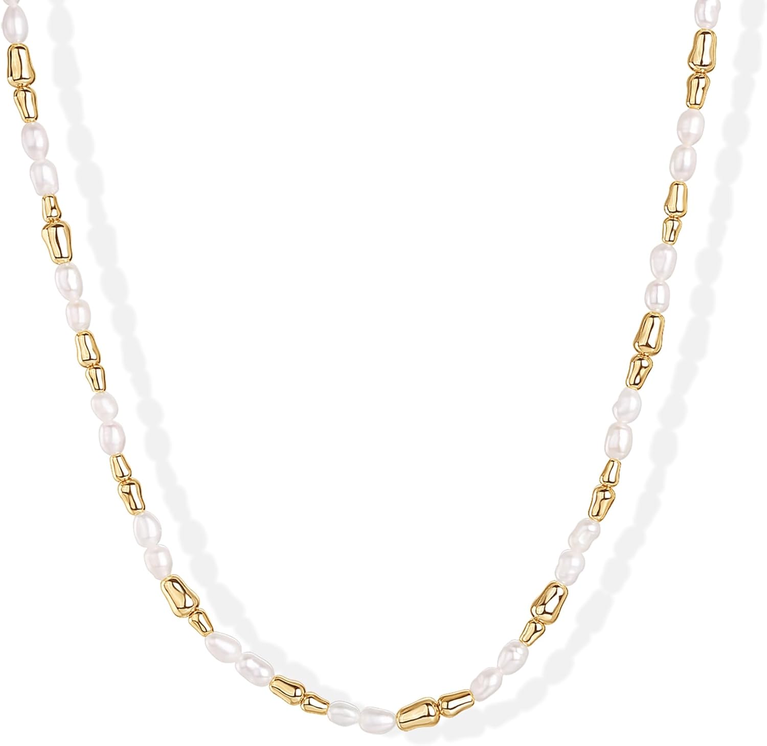 PAVOI 14K-18K Gold Plated Dainty Pearl Necklaces for...