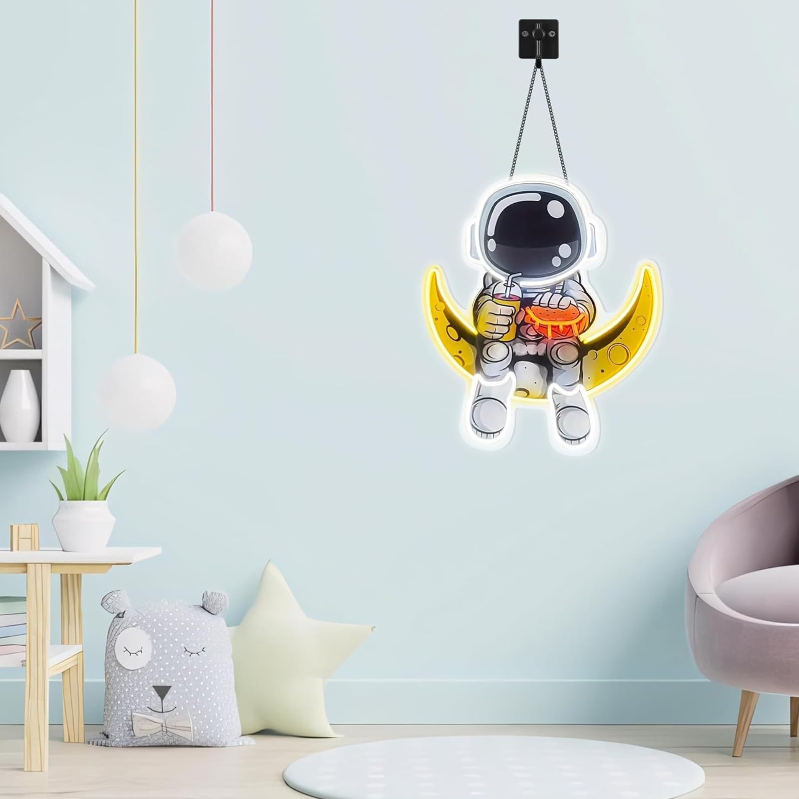 Astronaut Neon Zeichen Raummann UV gedrucktes LED Licht Zeichen für Schlafzimmer Raum Thema Klassenzimmer Pizza Shop Snack Bar Cafe Shop Wand Decor USB Dimmer