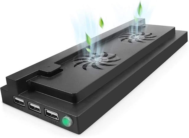 Xbox One S Vertical Stand with Cooling Fan and 3 USB Charger Ports,All-in-One Unique Appearance Design