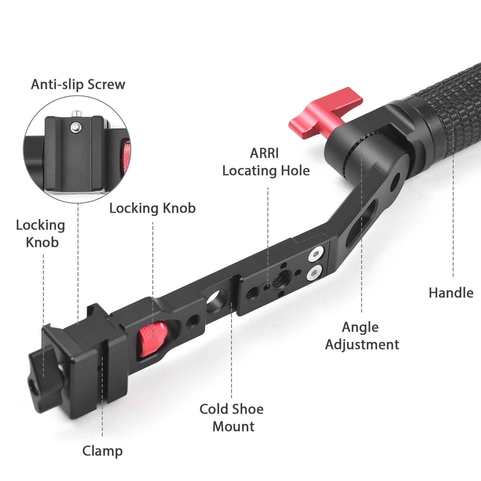 Andoer Maniglia Impugnatura Regolabile Mini Gimbal Stabilizzatore Palmare Manico in Gomma Dal Design Ergonomico Compatibile con DJI RS 2/ RSC 2/ RS 3 Mini/RS 3 /RS 3 Pro