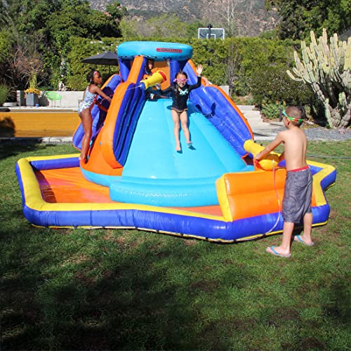 Sportspower My First Inflatable Water Slide - Heavy-Duty Outdoor Slide With Water Cannon And Splash Pool - Air Blower Included, 186" L X 80.4" W X 84" H #TOP3