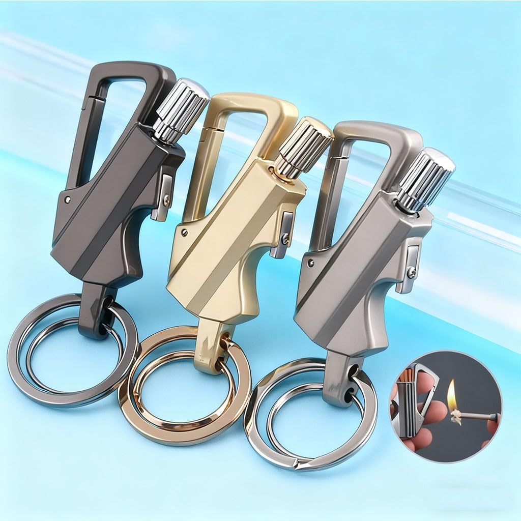 Keychain Lighter, Multi-Functional Kerosene Match Lighter with Bottle Opener and Waterproof(2pack Silver)