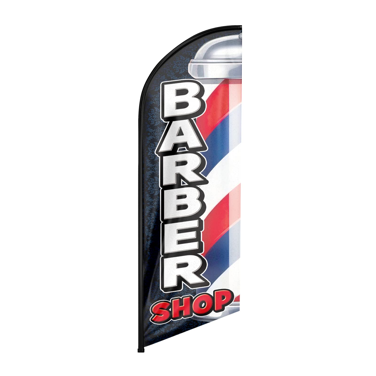 Bandera de barbería Swooper, bandera de barbería, publicidad de plumas, carteles de barbería para negocios y escaparates, 8 pies (solo bandera)