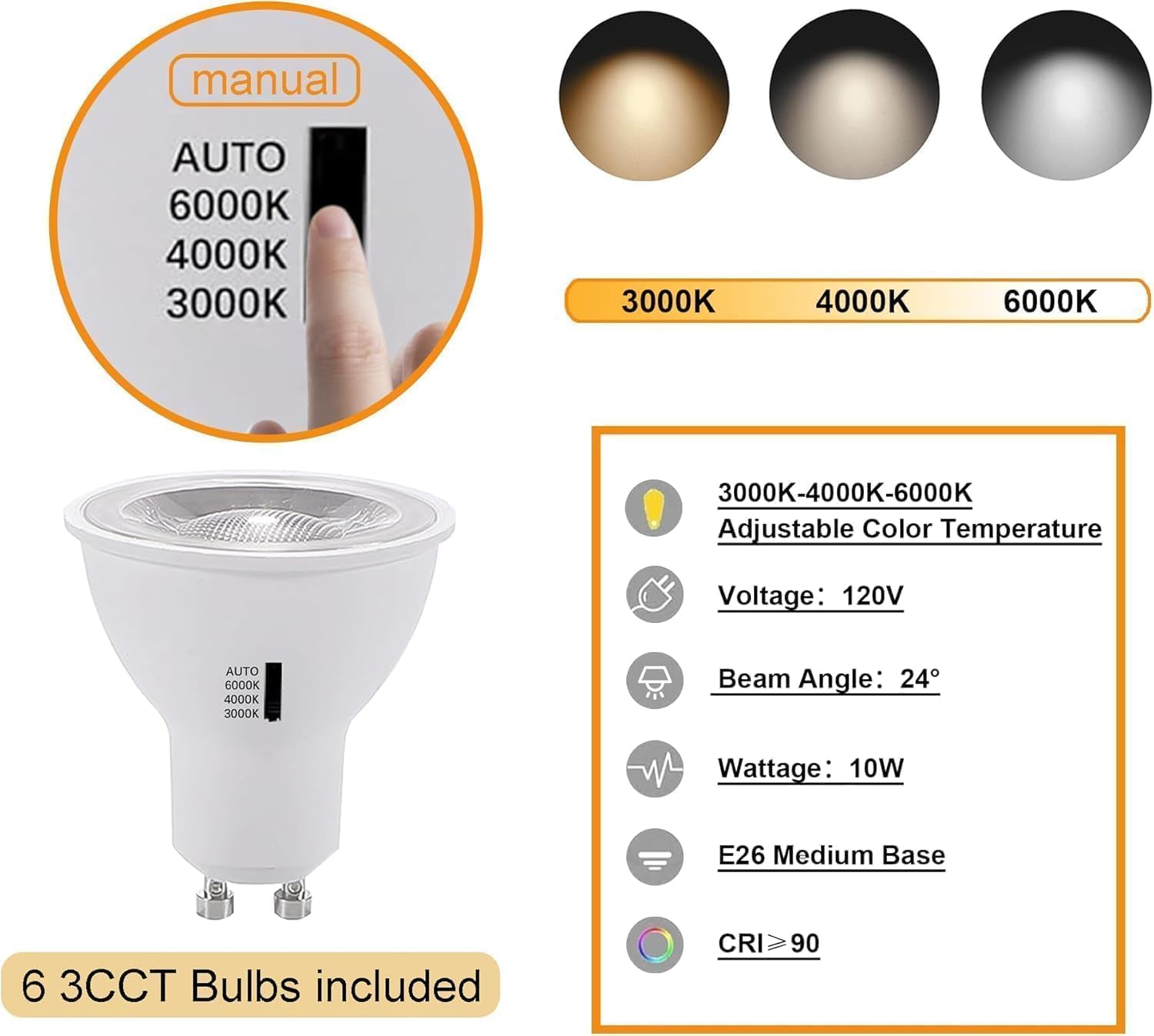 Set di Illuminazione LED Nero Regolabile di Luminosità Bravsekai, Testa per Binario GU10 10W 3CCT con 2x1m Binario Tipo H, 3000K/4000K/6000K Regolabili, Faretti da Soffitto Commerciali con 6 Lampade G
