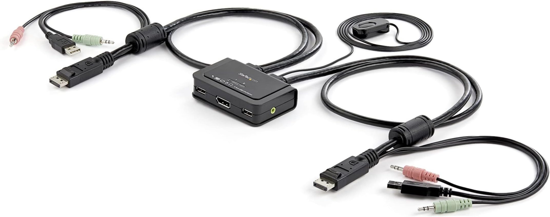 StarTech.com 2 Port DisplayPort Cable KVM Switch with Audio & Remote Control - 2560x1600 @60Hz- USB Powered - Dual Port DP USB KVM Switch (SV211DPUA),Black