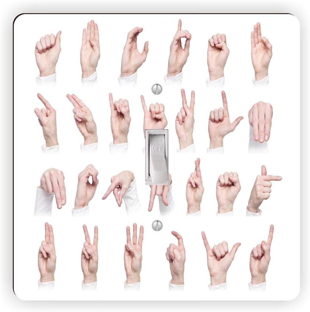 Sign Language Hands Alphabet -Light Switch Plate Cover - Double GFI Double Rocker - Two Gang Switch Plate Cover Switch Plate Cover