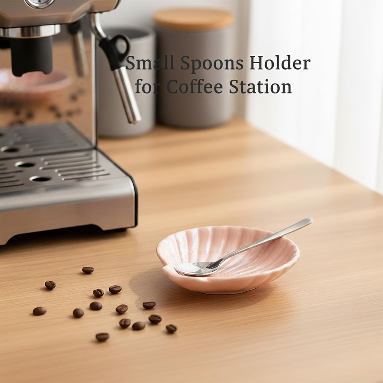 Ceramic Spoon Rest, Cute Coffee Spoons Holder for Kitchen Counter (Pink)