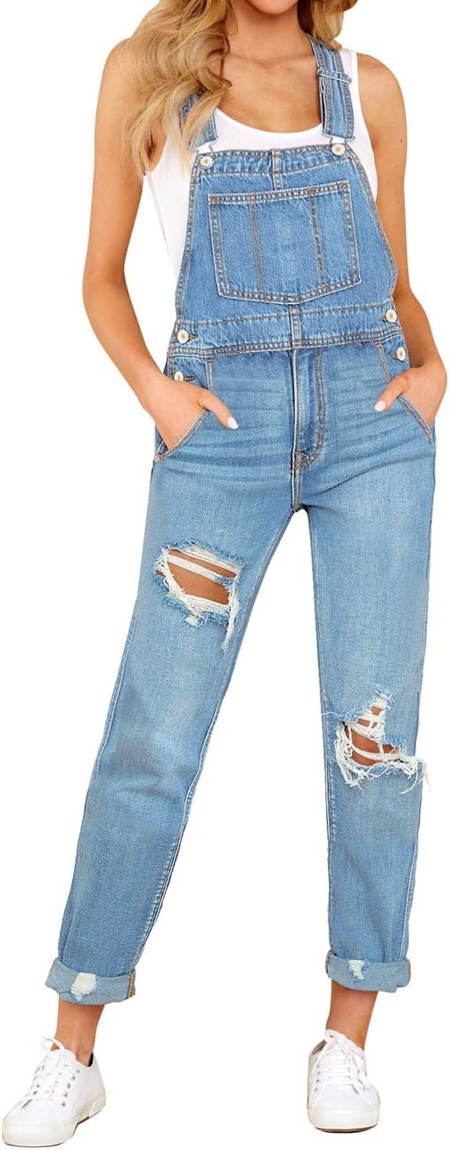 Vetinee Womens Classic Adjustable Straps Pockets Denim Bib Overalls Jeans Pants - Image 7