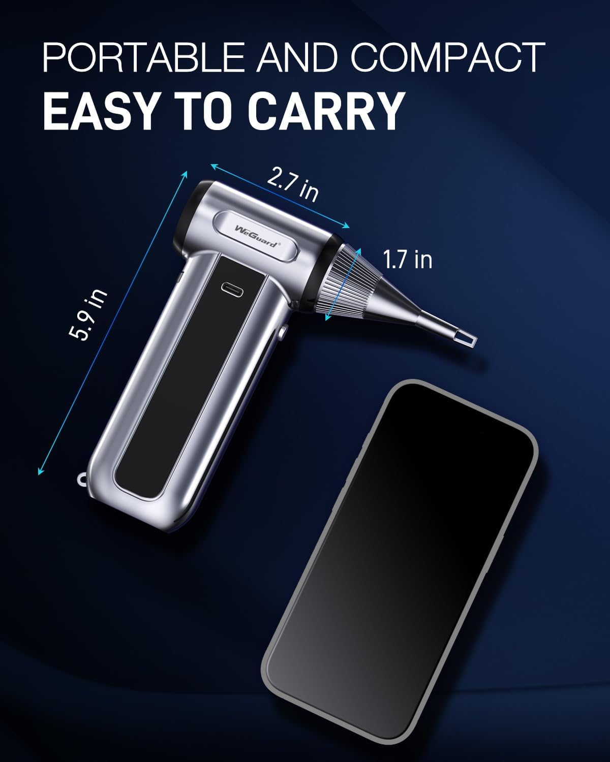 WeGuard W22 Electric Air Duster, 180000 RPM Compressed Air Duster with LED Light, 3-Speed Adjustable/Compressed Air Can Alternative, Dust Blower for Computer, Keyboard, Car, Leaves, Outdoor - Image 7