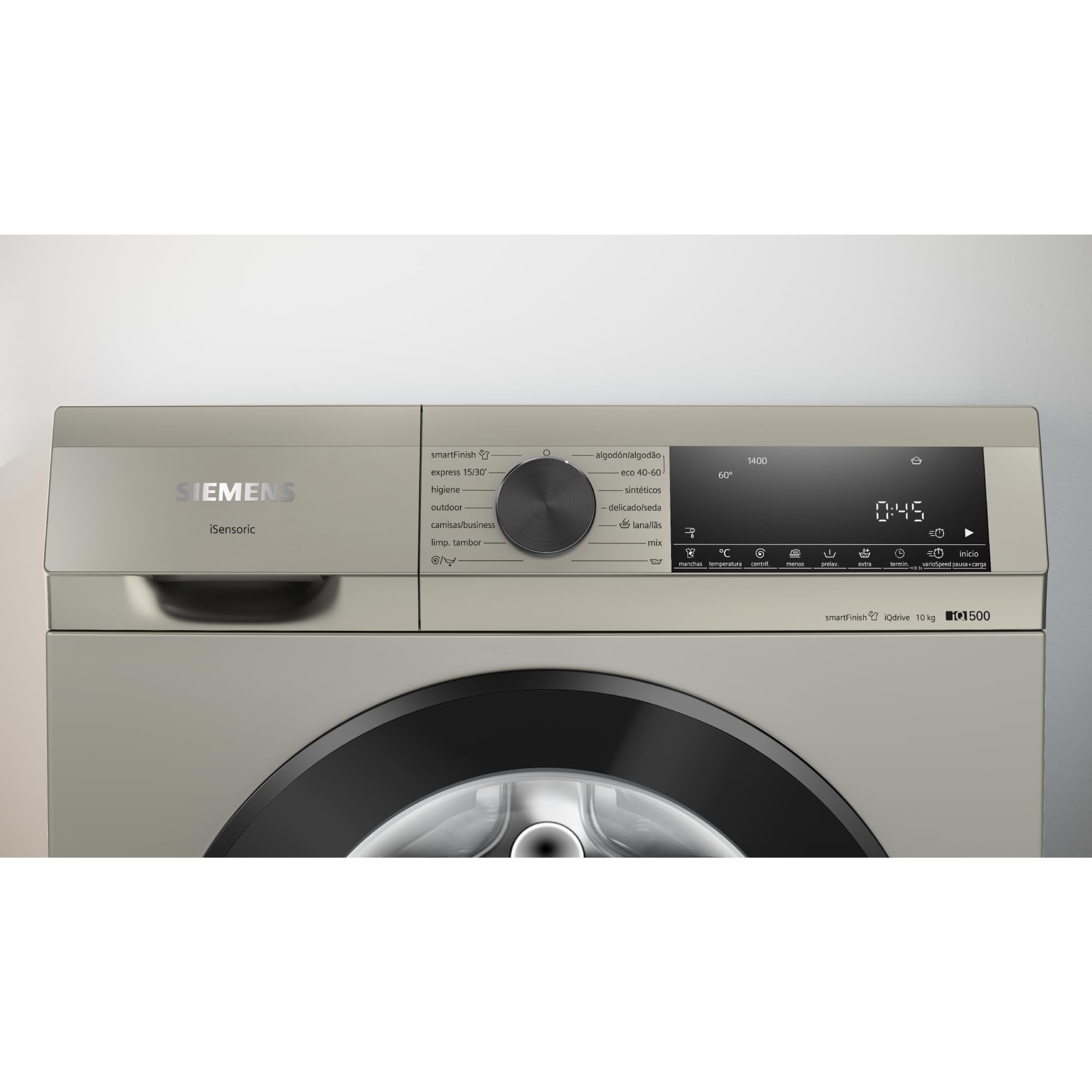 Siemens - Lavadora de carga frontal, 10 kg, iQ500, 1400 r.p.m, smartfinish, antiManchas, Acero antihuellas, WG54G2ZPES