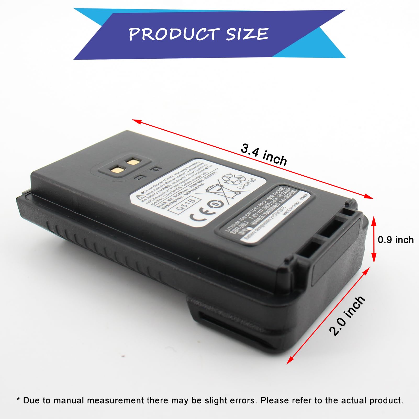 Afadorable 1PC SBR-26Li SBR26Li Li-ion Battery Pack 7.4V 2600mAh Replacement for Yaesu Radio FT65R FT-65R FT65 FT-65 FT25R FT-25R FT25 FT-25 FTA-250 FTA-250L