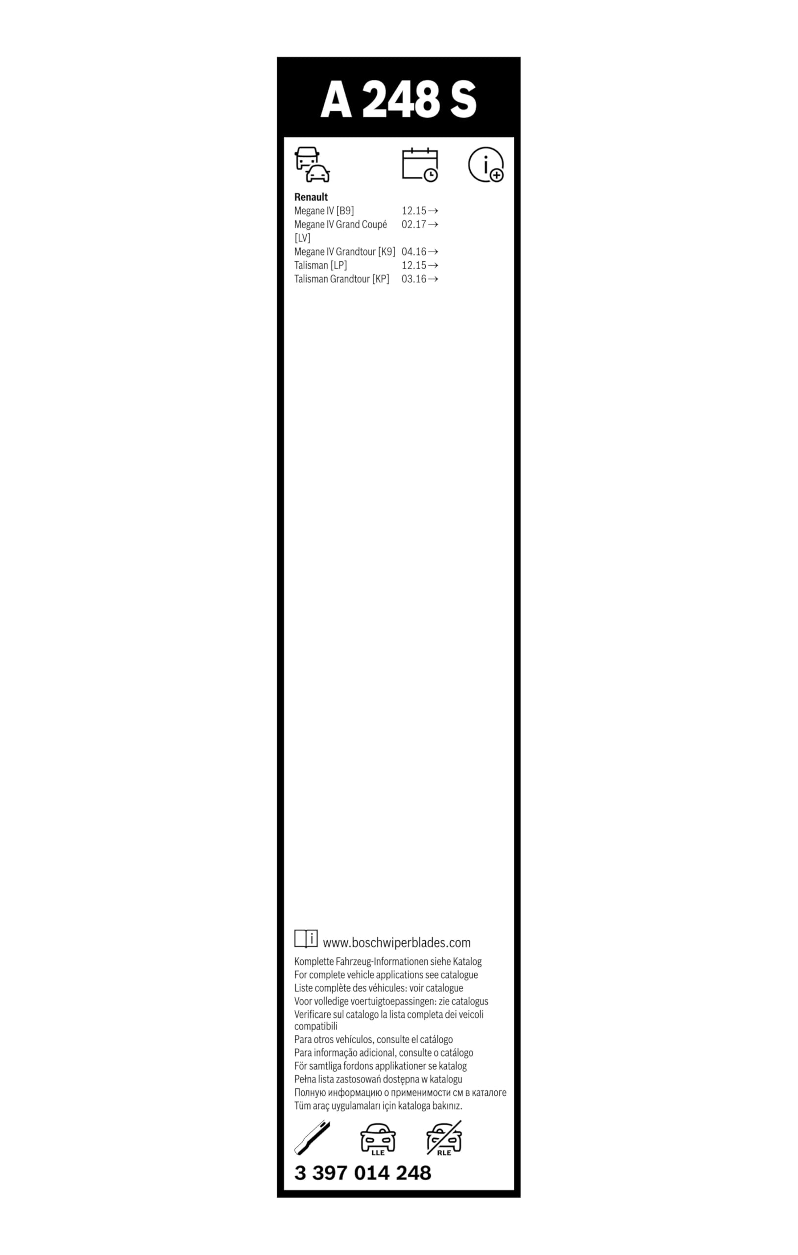 Bosch 3 397 014 248 Pióro Wycieraczki, Czarny, 600 mm/450 mm