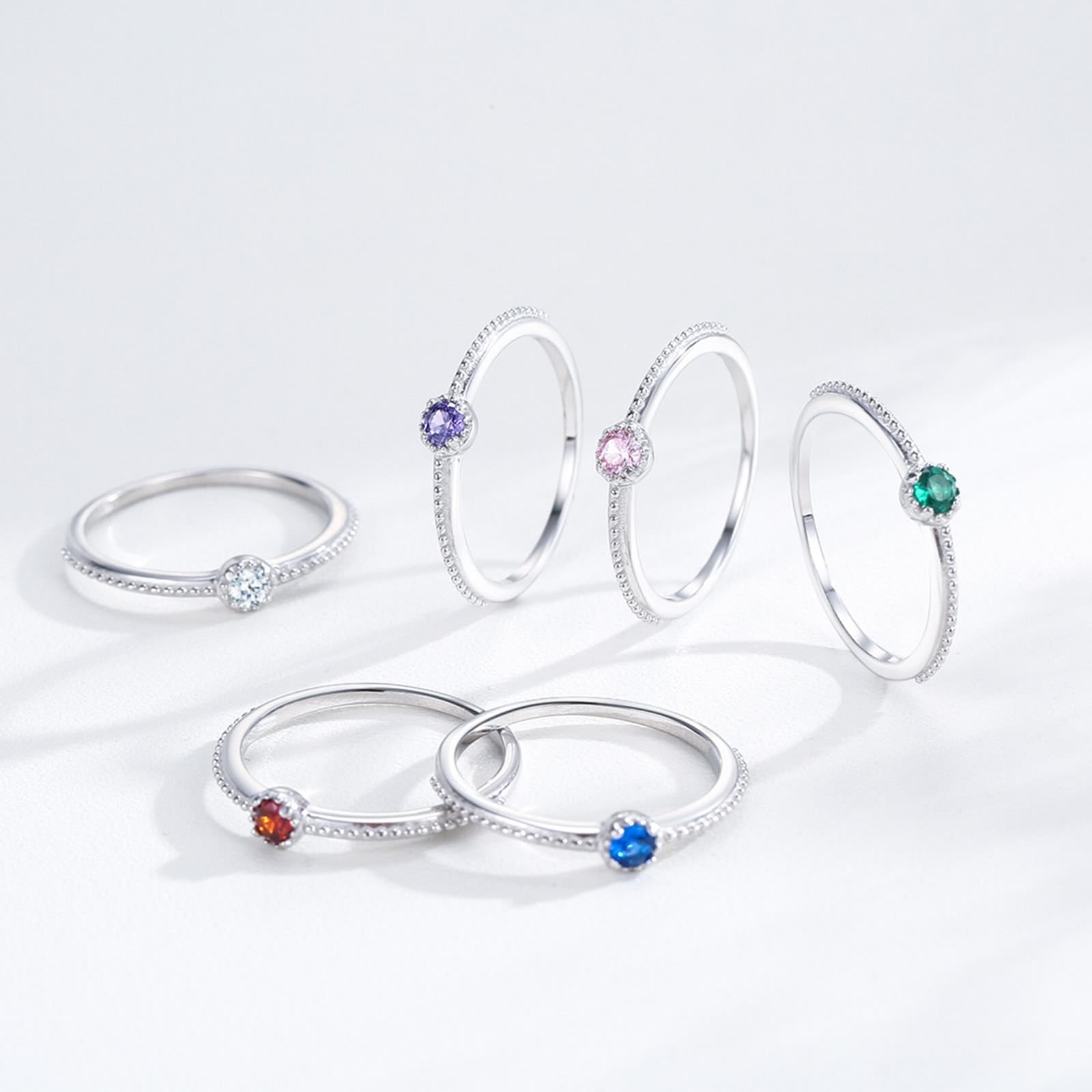 KnSam Anillo de oro auténtico de la amistad, oro blanco 9 K/14 K/18 K, anillo de apilamiento clásico con topacio azul, par de anillos Au 375/585/750, oro blanco, talla 47-65