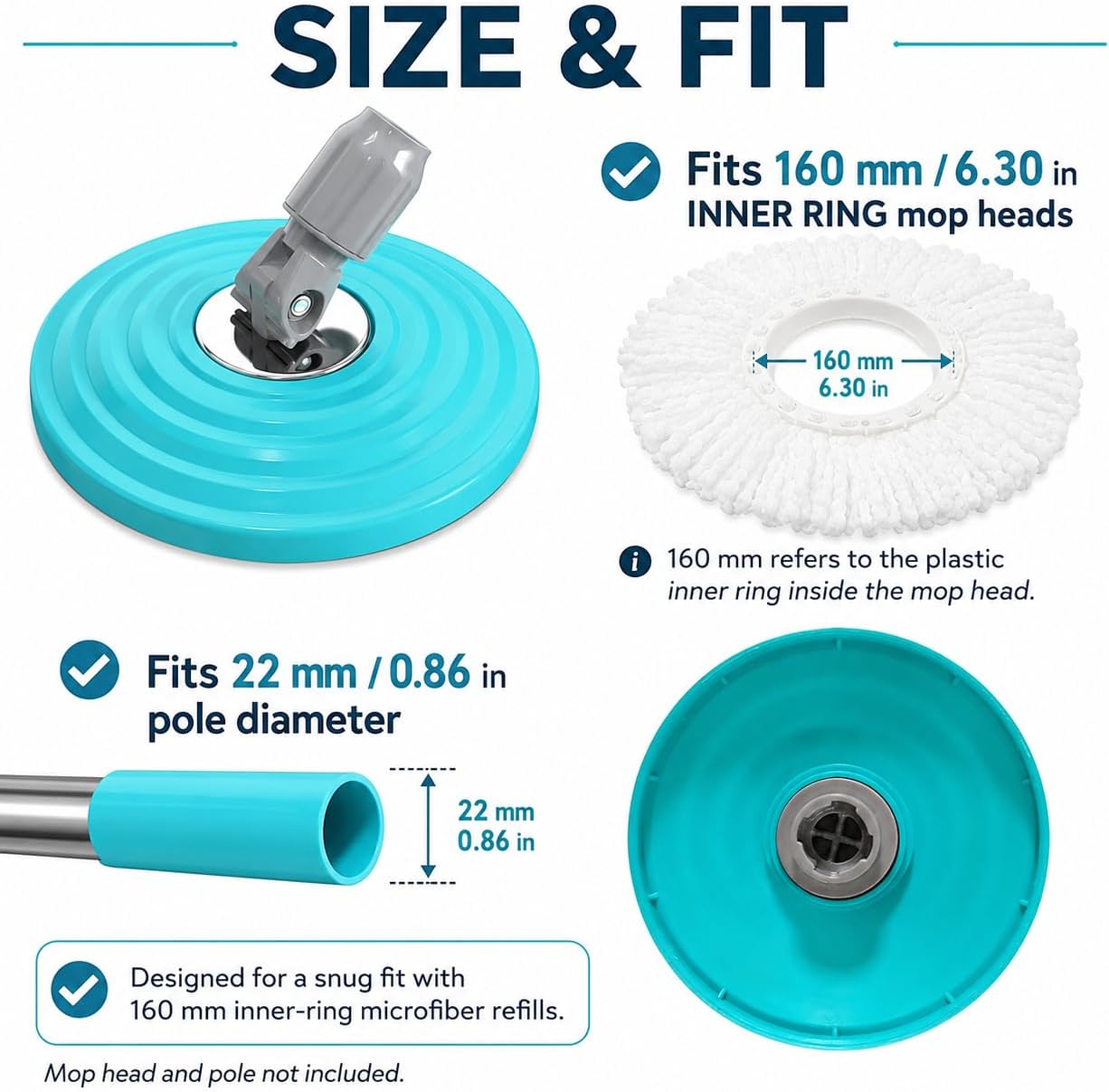 Plastic Mop Base Replacement for RinseWise Spin Mop Bucket, Blue image 3