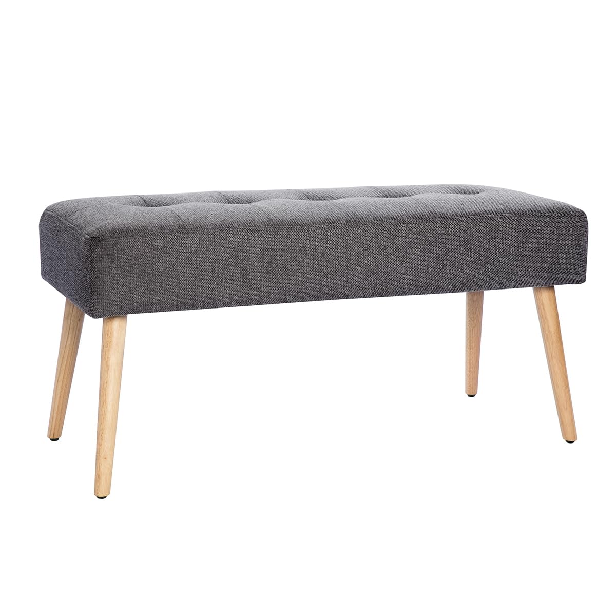 Miliboo Banc scandinave capitonné en Tissu Effet Velours texturé Gris foncé et Bois Clair L96 cm GUESTA