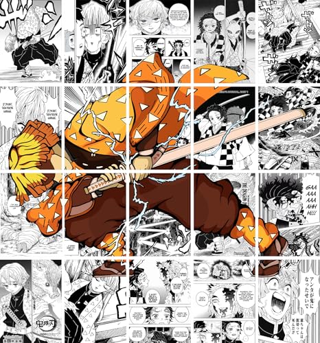 Image of VEENSHI Set of 20 Zenitsu Wall Posters | Demon Slayer | Poster of Anime | 300 GSM Thick Poster Size : 11.9x8.3 inch