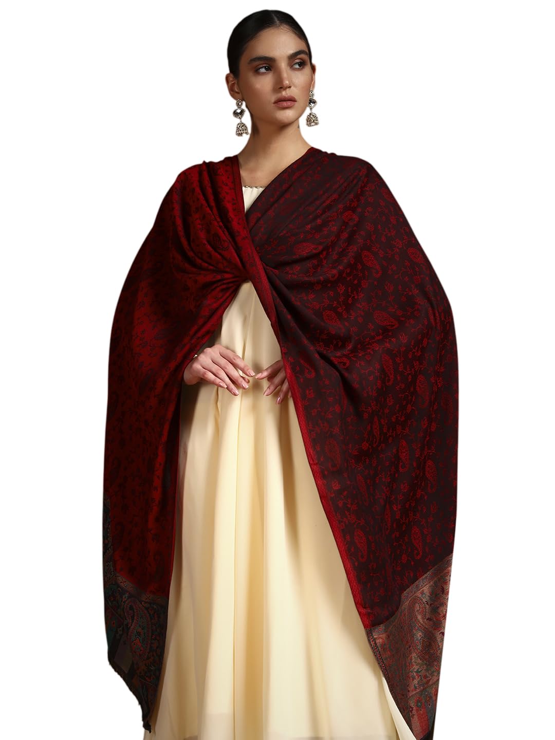 pashmoda Women Gulpari Kaani Stole, Authentic Kashmiri Luxury Pashmina Style Shawl, Stole, (Size 28x80 Inches)-picture-42