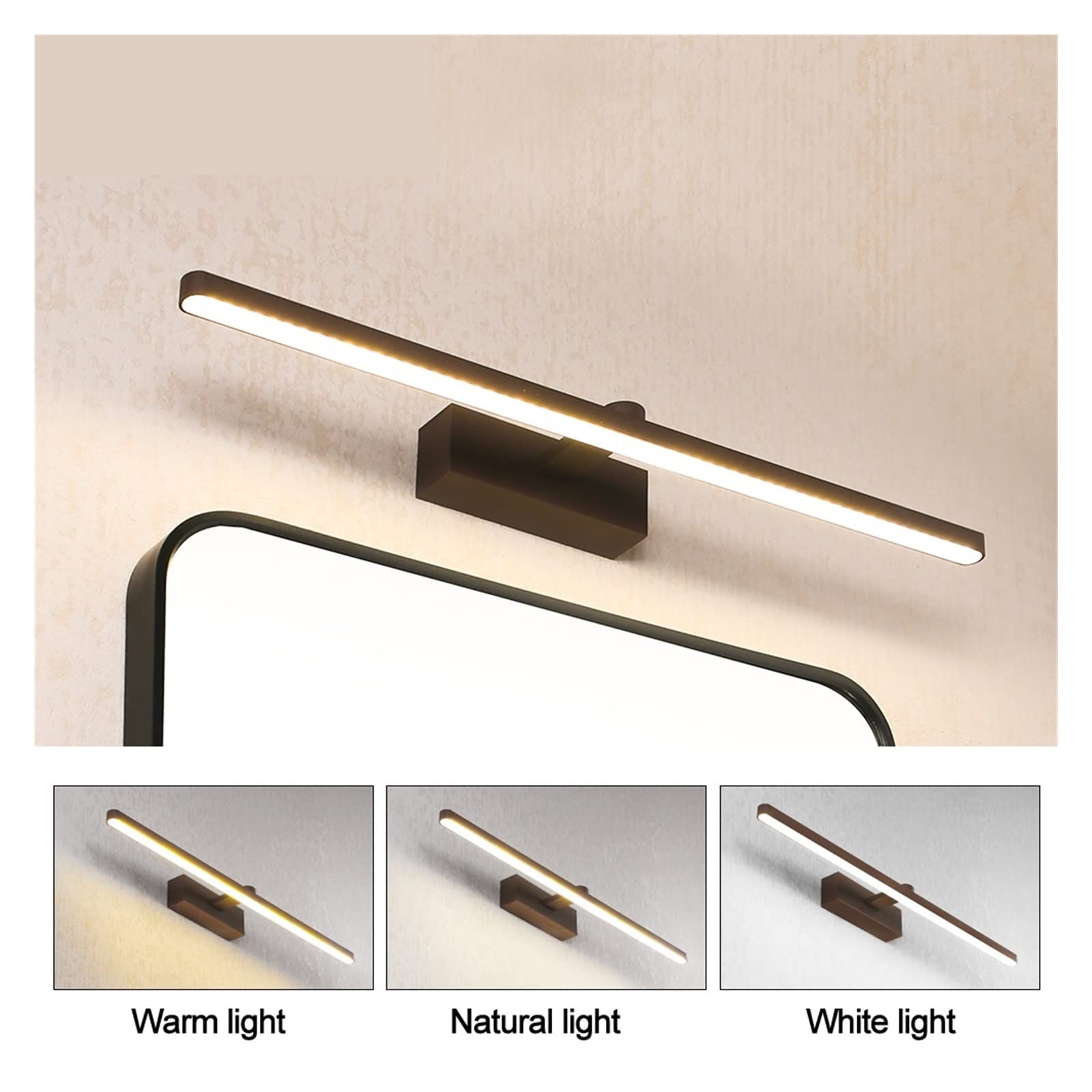 Industrial Indoor Led Wall Light Brązowy kolor Łazienka Light Wall Oprawa oświetleniowa do salonu Sypialnia(2700-3500K,3_10W(52CM))