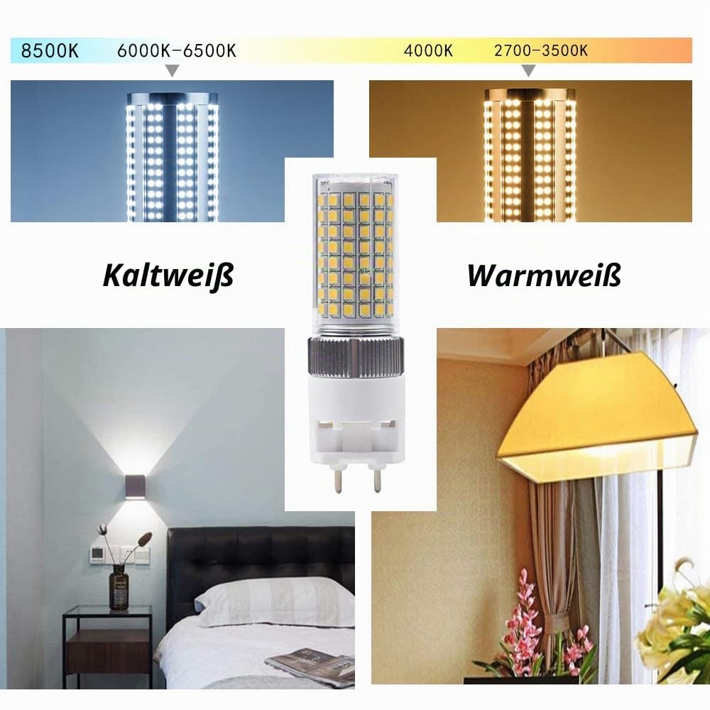G12 LED-Glühbirne 16W, Bi-Pin Corn Bulb (Äquivalent 150W Halogenlicht), 3000K 1600 Lumen Mais Licht, Deckenleuchte Flutlicht für Haus Straße Garage Landschaft Lagerhaus, 4er-Pack (Warmweiss)