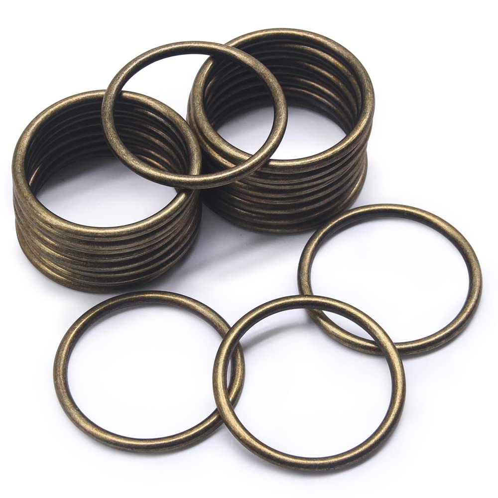 SEMINI 20PCS O Ring Buckle electroplated Zinc Alloy O-Rings Tone for Hardware Bags Belts Craft DIY Accessories