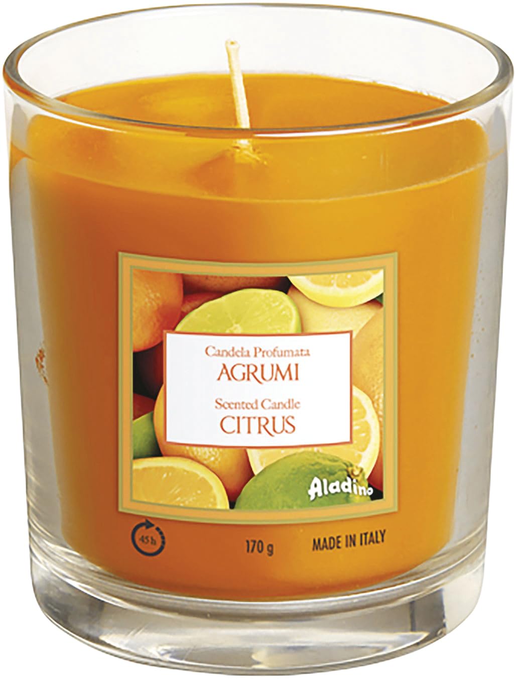 ALADINO Scented Candle in Citrus Glass 45 Hours, White, Medium