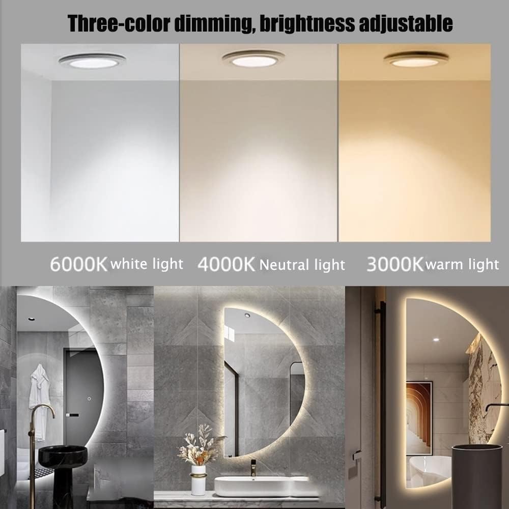 Amazon.co.jp: ZYBOWAYL 60x120cm半月全身鏡 玄関ライト付き姿見