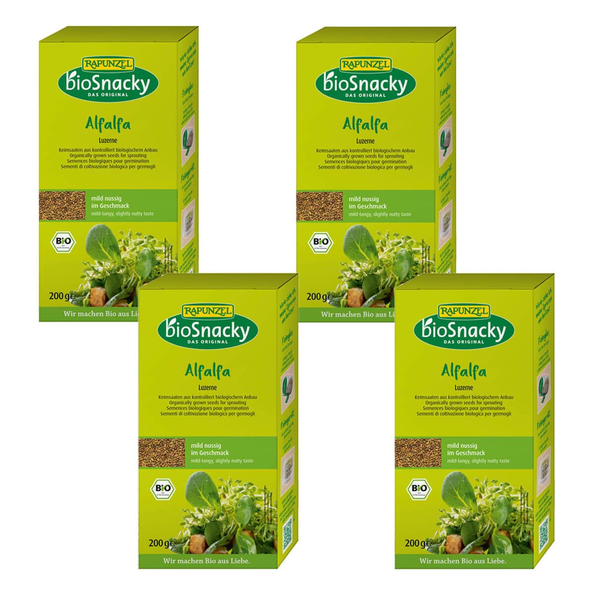 Rapunzel - Alfalfa Luzerne bioSnacky - 200 g - 4er Pack