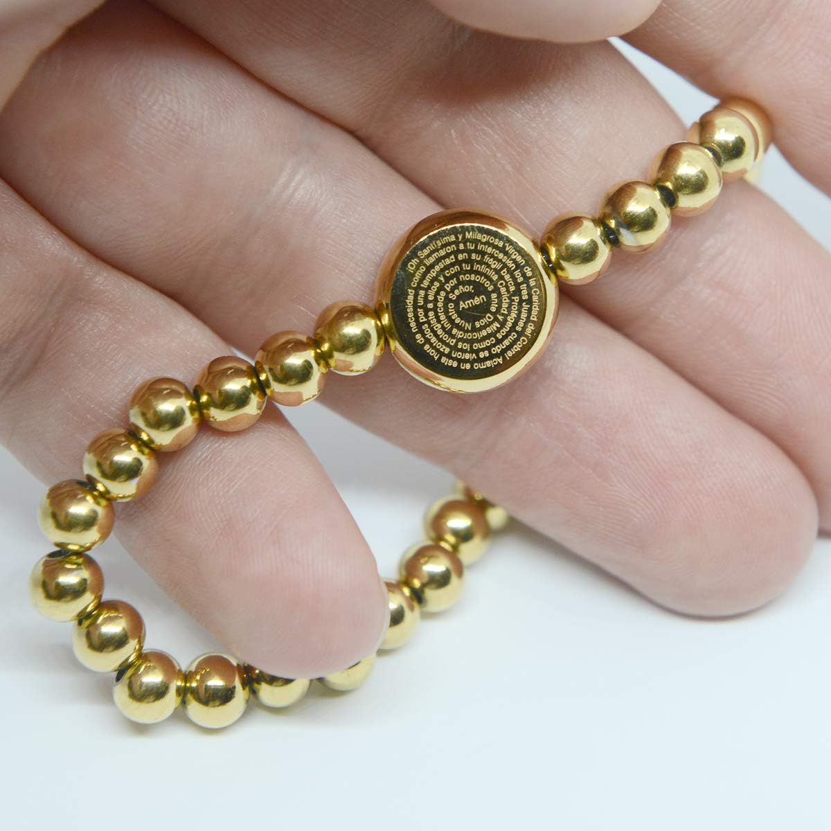 Catholic Town Stainless Steel Virgen de la Caridad del Cobre (Our Lady of Charity) Bracelet (SSBCFM-G) - Image 3