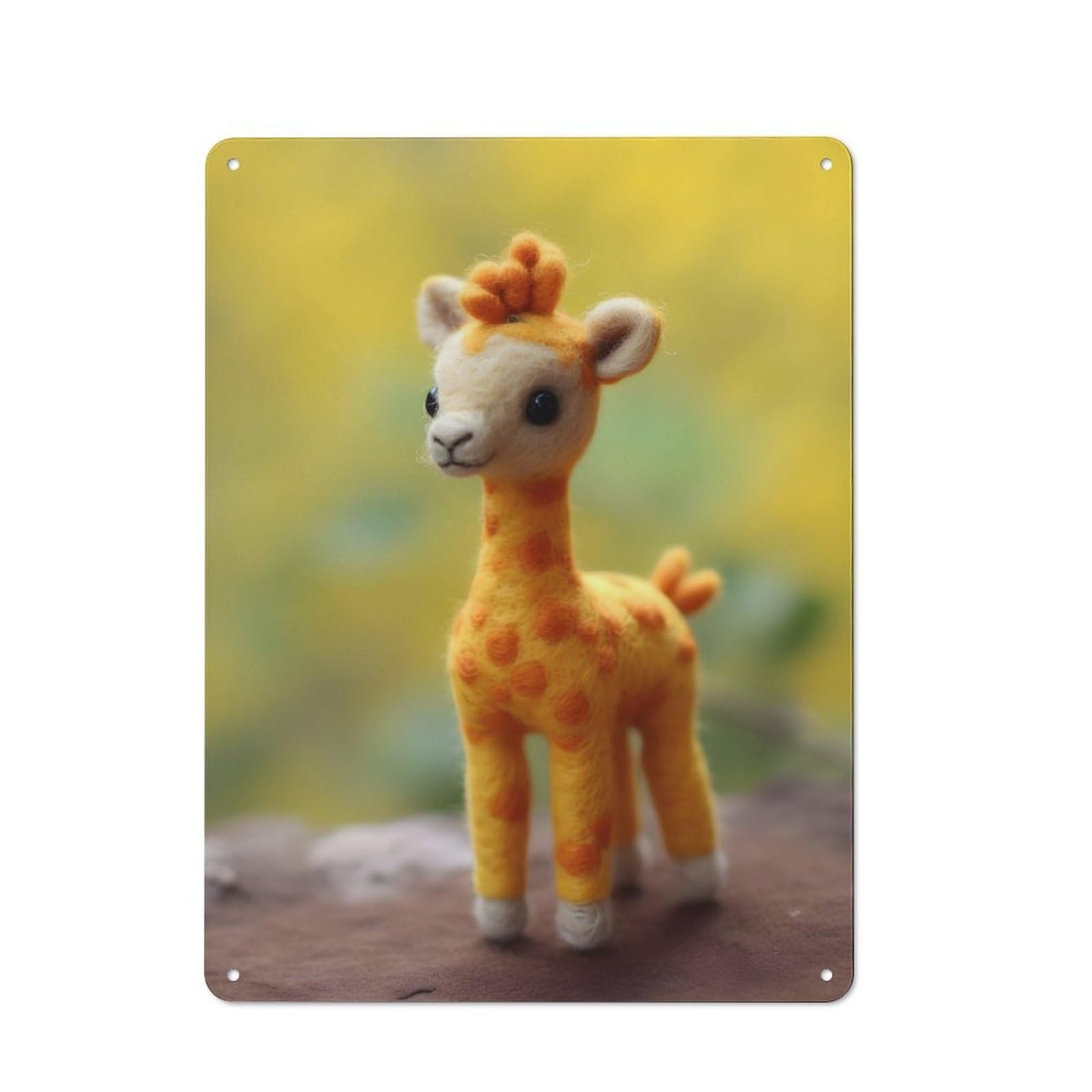Modern Retro Metal Wall Art Sign 40x30cm Featuring Cute Giraffe Baby Giraffes, Urban Room Decor for Workspace, Cafe, Hallway Or Garage