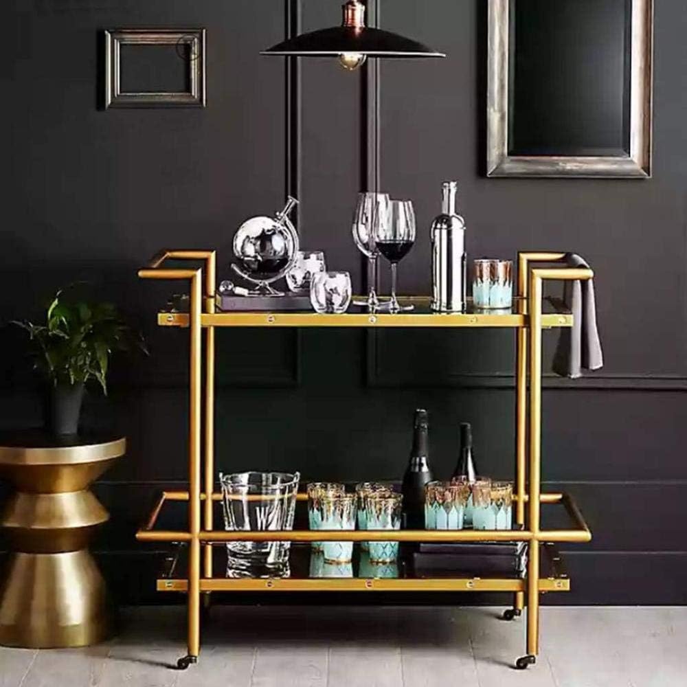 サービングトローリー/キッチンカート/ワインワゴン 2段キッチン