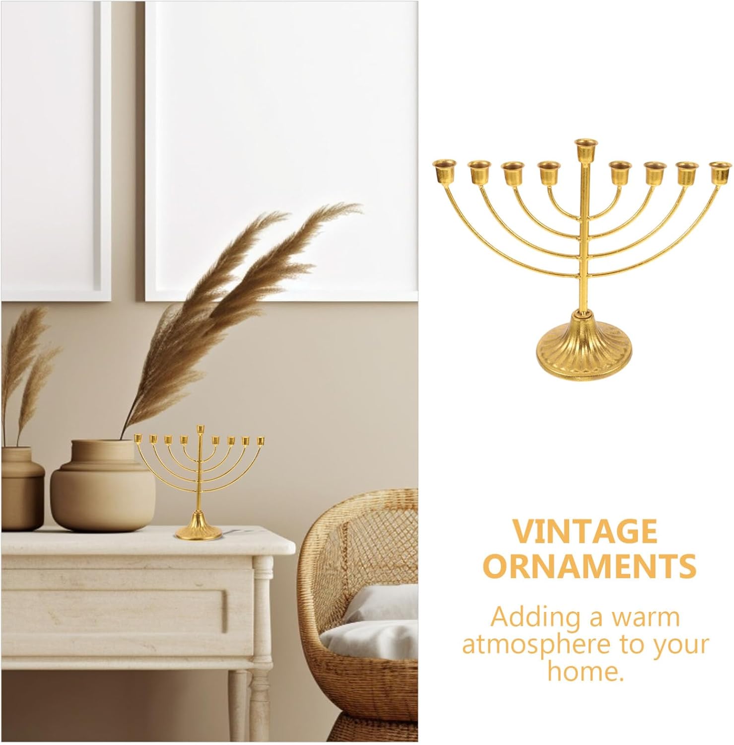 Alipis 9 Branch Menorah Candle Holder Jewish Candle Holder Fancy Pillar Candle Stand Traditional Classic Candlestick Holy Land Present for Wedding Religious Spiritual Table Centerpiece