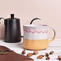 Vista 50 de Bosmarlin Large Stoneware Coffee Mug, Big Tea Cup for Office and Home, 21 Oz, Dishwasher and Microwave Safe, 1 PCS (Geometry-Green)