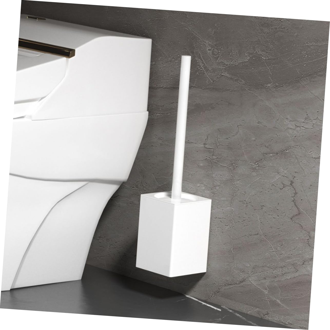 Escobilla de Baño y Soporte 2 Juegos Aluminio Plástico Limpieza WC | Montaje sin Perforación, Mango Largo Ergonómico, Cerdas Suaves para Hoteles y Baños Domésticos