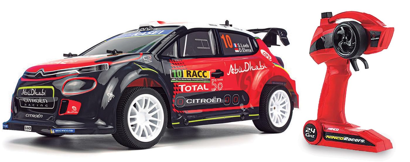 Ninco - NincoRacers Citroën C3 WRC Oficial del Campeonato Mundial de Rallyes. Escala 1/10. Coche teledirigido. 2.4GHz Color: Rojo y Negro. Medidas: 42 cm x 13,5 cm x 20 cm (NH93150)