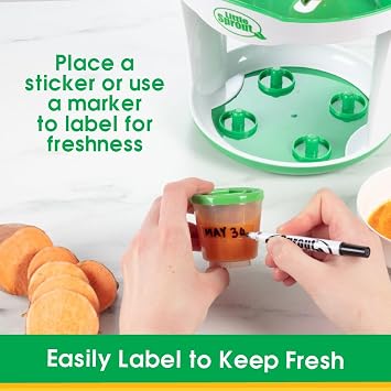 Baby Food Containers: Reusable Stackable Freezer Safe Storage Cups w/ Tray & Dry-erase Marker (Set of 12 - 2oz) BPA & PVC Free